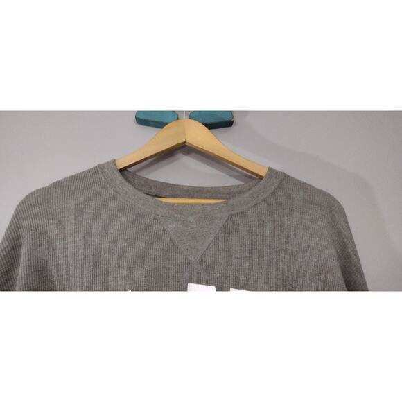 Victoria's Secret PINK Waffle Tee Top Thermal Grey/White Large L - Picture 4 of 11